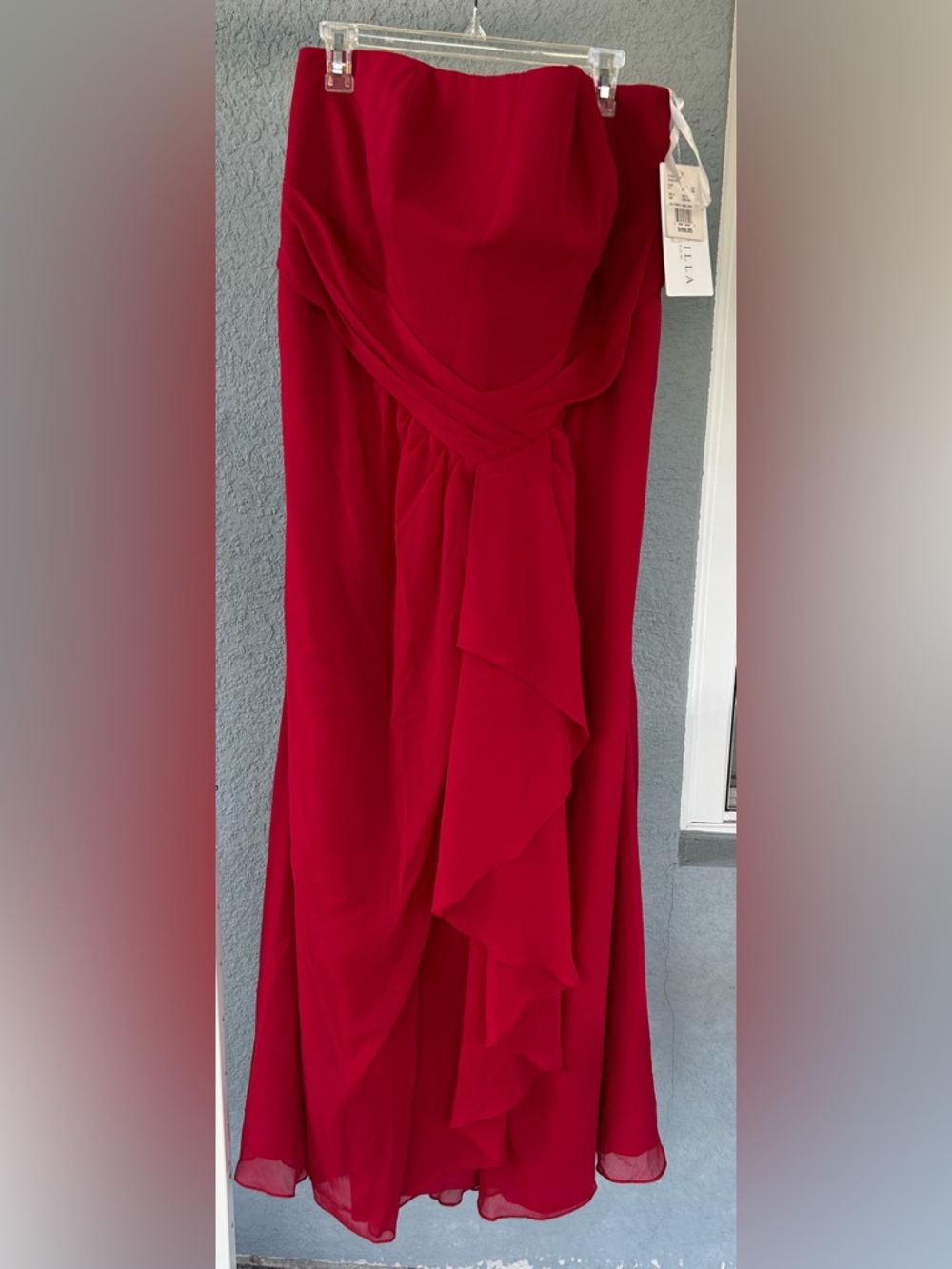 Priscilla of Boston Strapless Chiffon Gown Draped Ruffle Formal Dress Plus Sz 24
